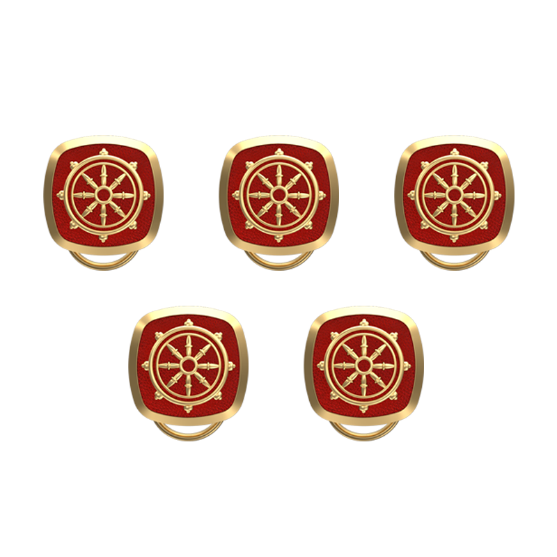 Dharma , Spiritual Button set with 18kt Gold & Black Ruthenium Plating on Brass.