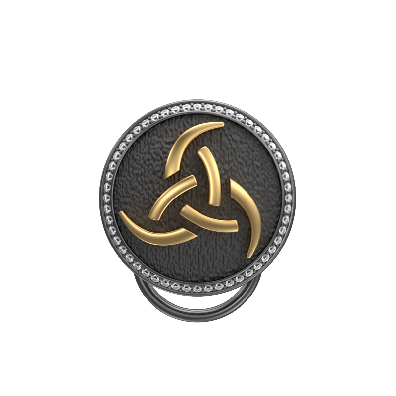 Odin  Luxe, Spiritual Button set with CZ Diamonds, 18kt Gold & Black Ruthenium Plating on Brass.