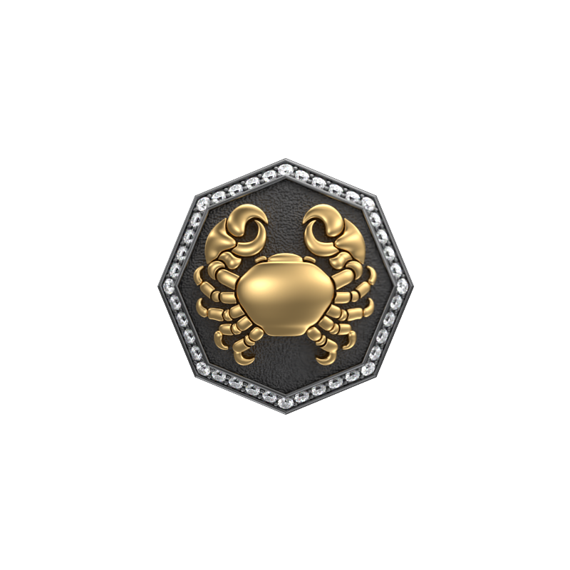 Cancer Zodiac Luxe, Constellation Cufflink Set with CZ Diamonds, 18kt Gold & Black Ruthenium Plating on Brass.