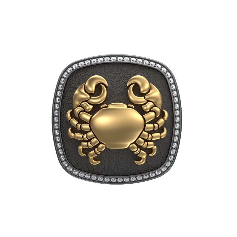 Cancer Zodiac Luxe, Constellation Cufflink Set with CZ Diamonds, 18kt Gold & Black Ruthenium Plating on Brass.