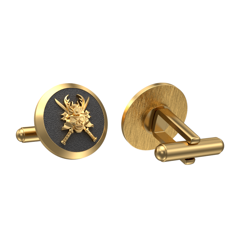 Skull King, Edgy Cufflink Set with 18kt Gold & Black Ruthenium Plating on Brass.