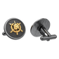 Pirate Luxe, Edgy Cufflink Set with CZ Diamonds, 18kt Gold & Black Ruthenium Plating on Brass.