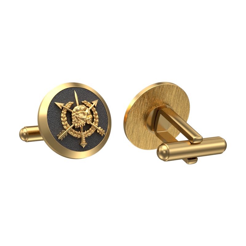 Pirate, Edgy Cufflink Set with 18kt Gold & Black Ruthenium Plating on Brass.