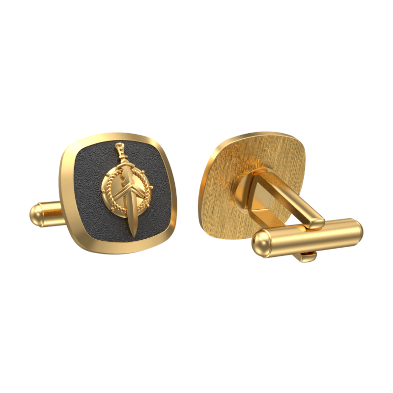 Honour, Edgy Cufflink Set with 18kt Gold & Black Ruthenium Plating on Brass.