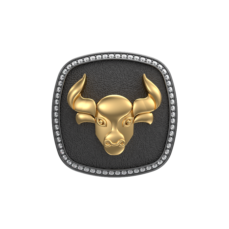 Taurus Zodiac Luxe, Constellation Cufflink Set with CZ Diamonds, 18kt Gold & Black Ruthenium Plating on Brass.