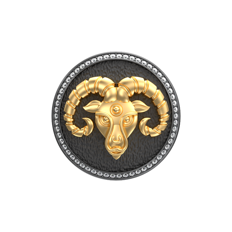 Aries Zodiac Luxe, Constellation Cufflink Set with CZ Diamonds, 18kt Gold & Black Ruthenium Plating  on Brass.