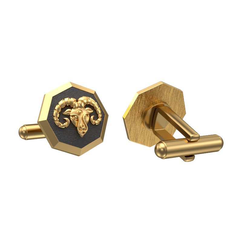 Aries Zodiac , Constellation Cufflink Set with 18kt Gold & Black Ruthenium Plating on Brass.