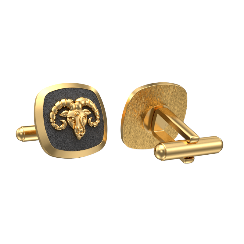 Aries Zodiac , Constellation Cufflink Set with 18kt Gold & Black Ruthenium Plating on Brass.