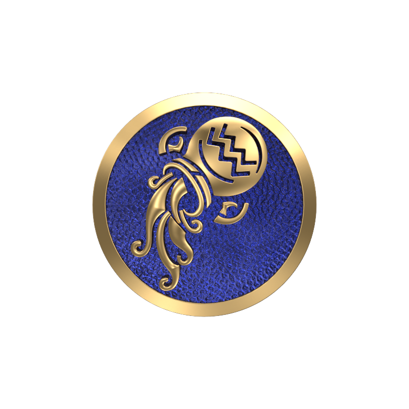 Aquarius Zodiac , Constellation Cufflink Set with 18kt Gold & Black Ruthenium Plating  on Brass.