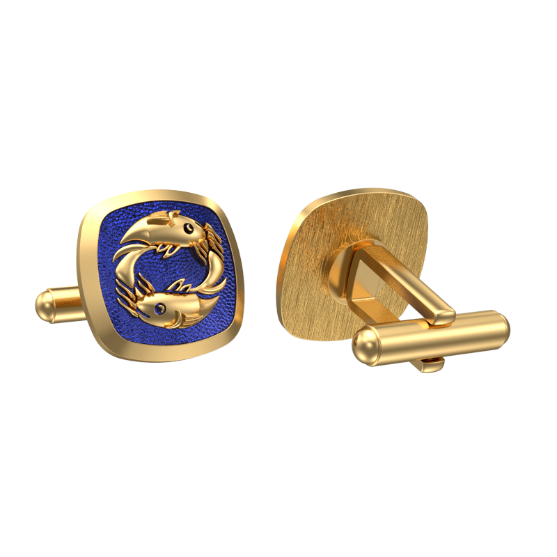 Pisces Zodiac , Constellation Cufflink Set with 18kt Gold & Black Ruthenium Plating on Brass.