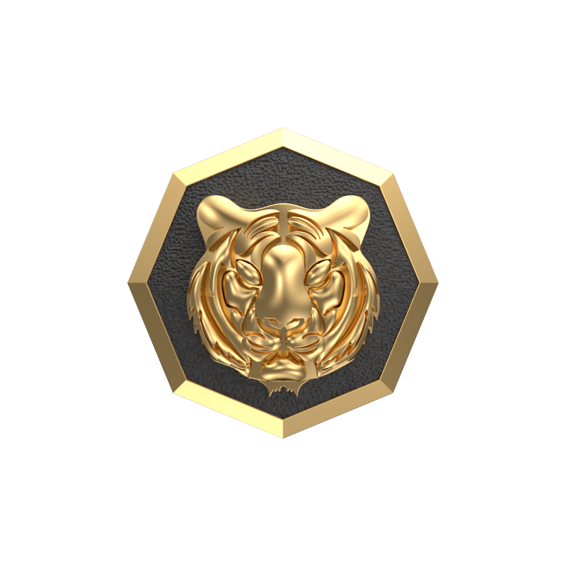 Tiger, Wild Cufflink Set with 18kt Gold & Black Ruthenium Plating on Brass.