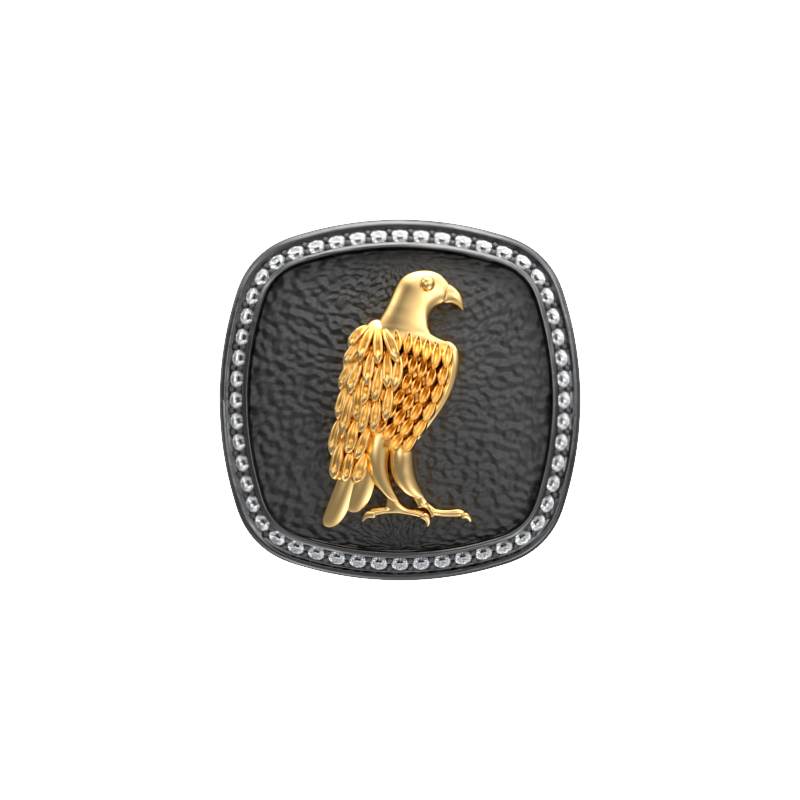 Falcon Luxe, Wild Cufflink Set with CZ Diamonds, 18kt Gold & Black Ruthenium Plating on Brass.