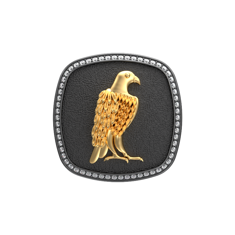 Falcon Luxe, Wild Cufflink Set with CZ Diamonds, 18kt Gold & Black Ruthenium Plating on Brass.