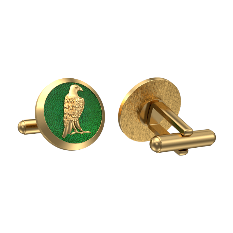 Falcon, Wild Cufflink Set with 18kt Gold & Black Ruthenium Plating on Brass.