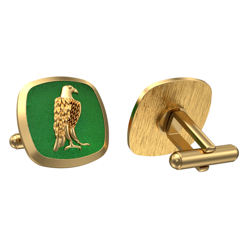 Falcon, Wild Cufflink Set with 18kt Gold & Black Ruthenium Plating on Brass.