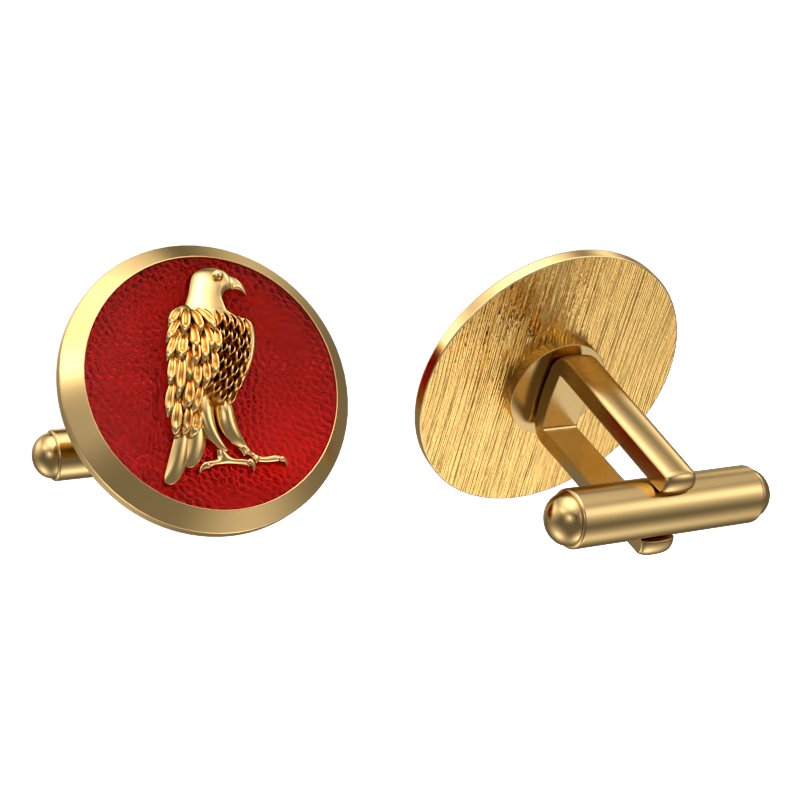 Falcon, Wild Cufflink Set with 18kt Gold & Black Ruthenium Plating on Brass.