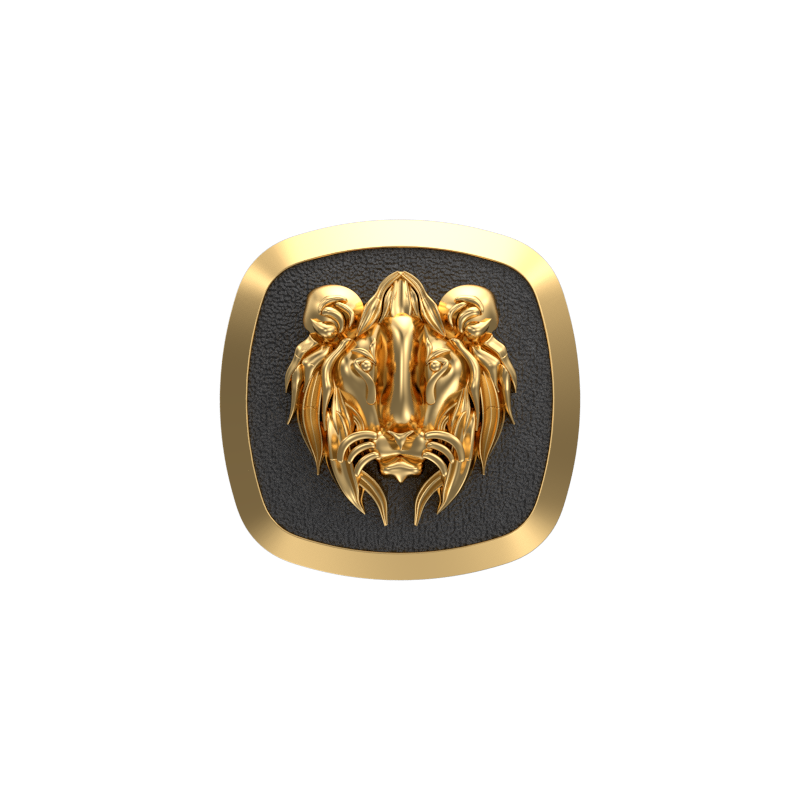 Lion, Wild Cufflink Set with 18kt Gold & Black Ruthenium Plating on Brass.