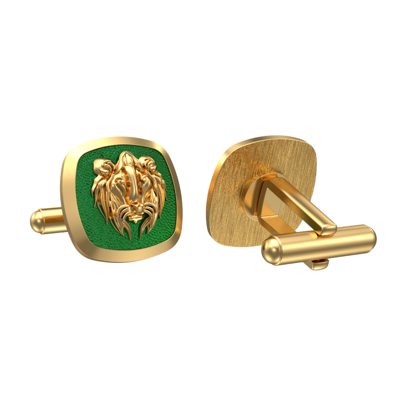 Lion, Wild Cufflink Set with 18kt Gold & Black Ruthenium Plating on Brass.