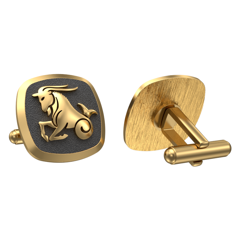 Capricorn Zodiac , Constellation Cufflink Set with 18kt Gold & Black Ruthenium Plating on Brass.