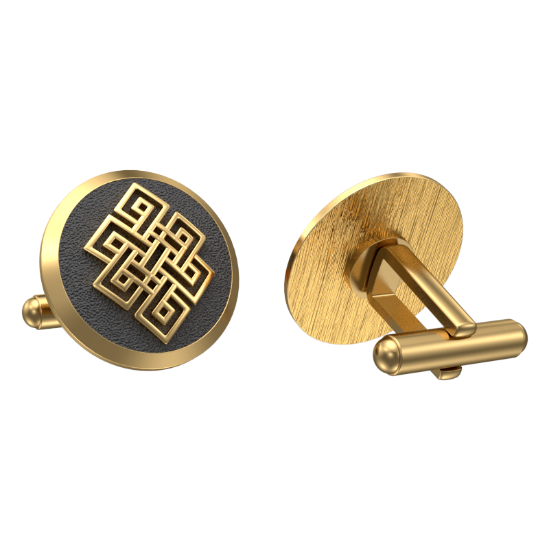 Infinity, Spiritual Cufflink Set with 18kt Gold & Black Ruthenium Plating on Brass.