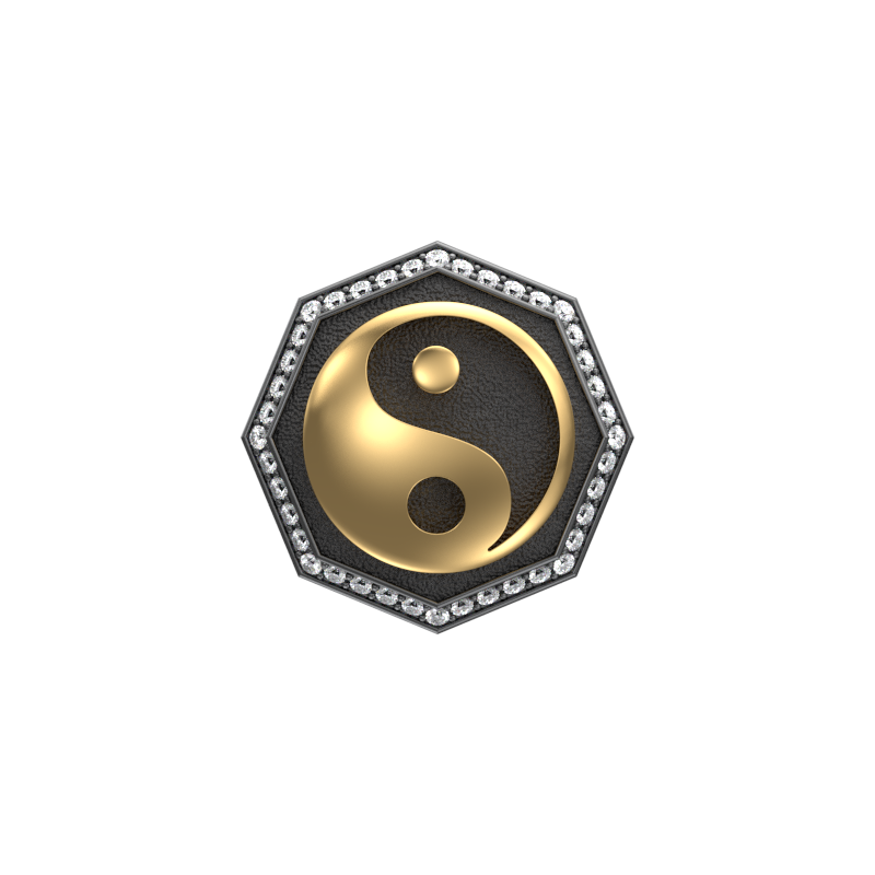 Ying Yang Luxe, Spiritual Cufflink Set with CZ Diamonds, 18kt Gold & Black Ruthenium Plating on Brass.