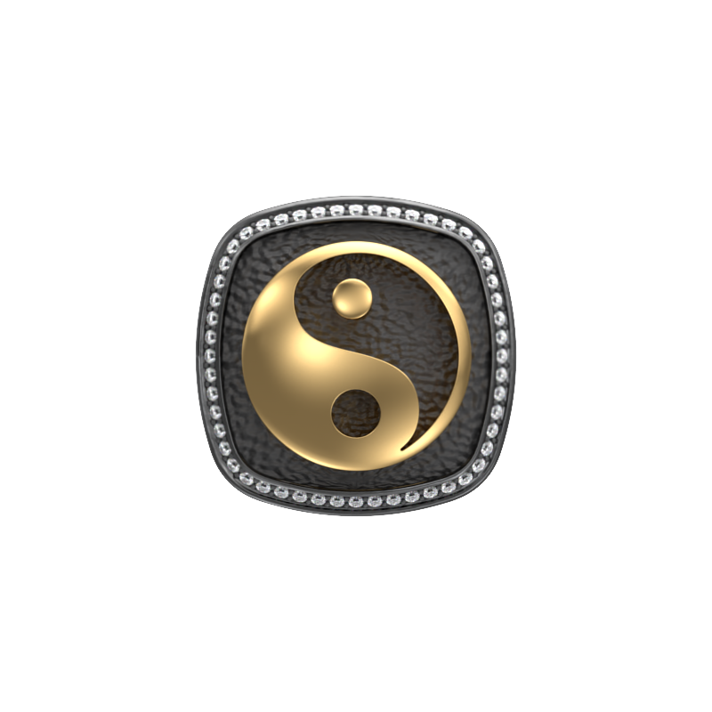 Ying Yang Luxe, Spiritual Cufflink Set with CZ Diamonds, 18kt Gold & Black Ruthenium Plating on Brass.