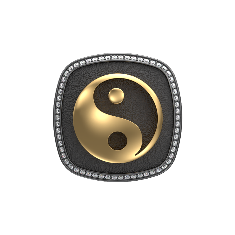 Ying Yang Luxe, Spiritual Cufflink Set with CZ Diamonds, 18kt Gold & Black Ruthenium Plating on Brass.
