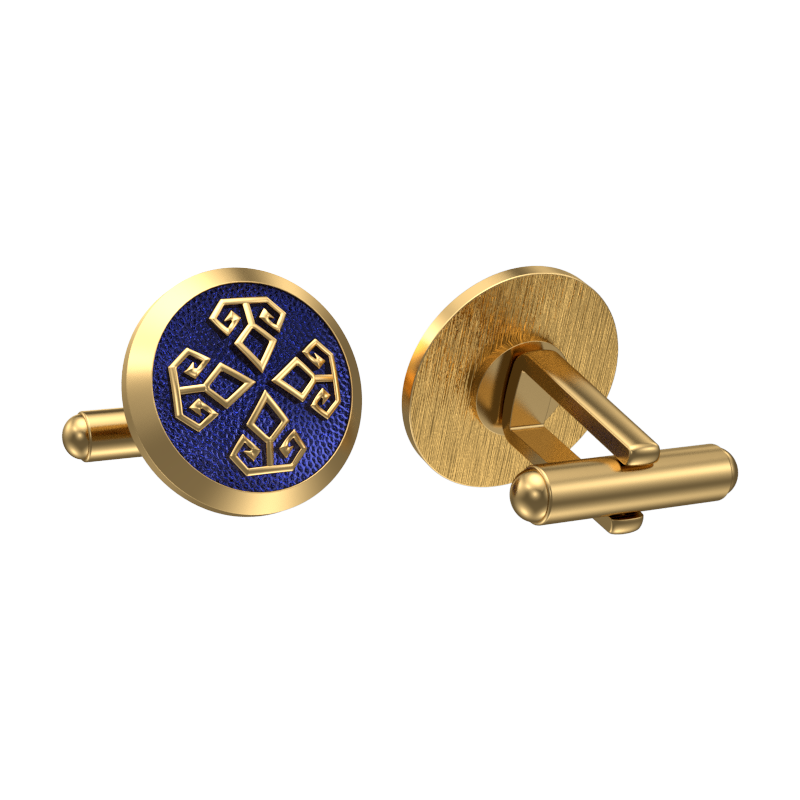 Power, Spiritual Cufflink Set with 18kt Gold & Black Ruthenium Plating on Brass.