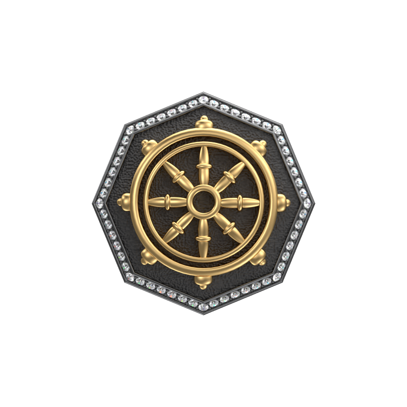 Dharma Luxe, Spiritual Cufflink Set with CZ Diamonds, 18kt Gold & Black Ruthenium Plating on Brass.