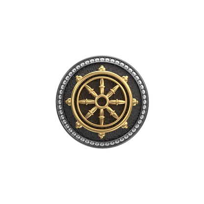 Dharma Luxe, Spiritual Cufflink Set with CZ Diamonds, 18kt Gold & Black Ruthenium Plating on Brass.