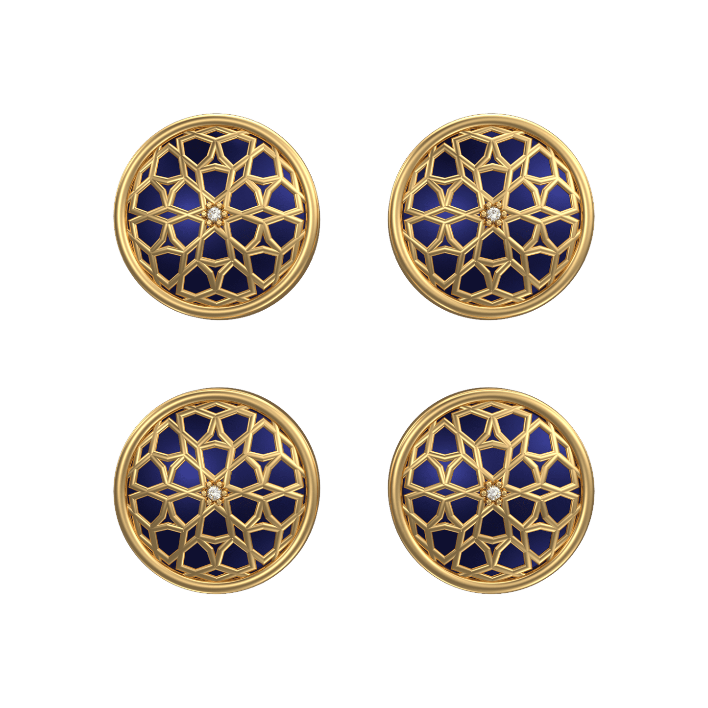 Starburst Luxe, Classic Kurta Button Set with CZ Diamonds, 18kt Gold Plating and Enamel.