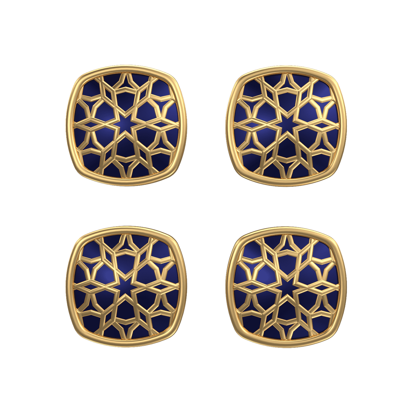 Starburst, Classic Kurta Button Set with 18kt Gold Plating and Enamel