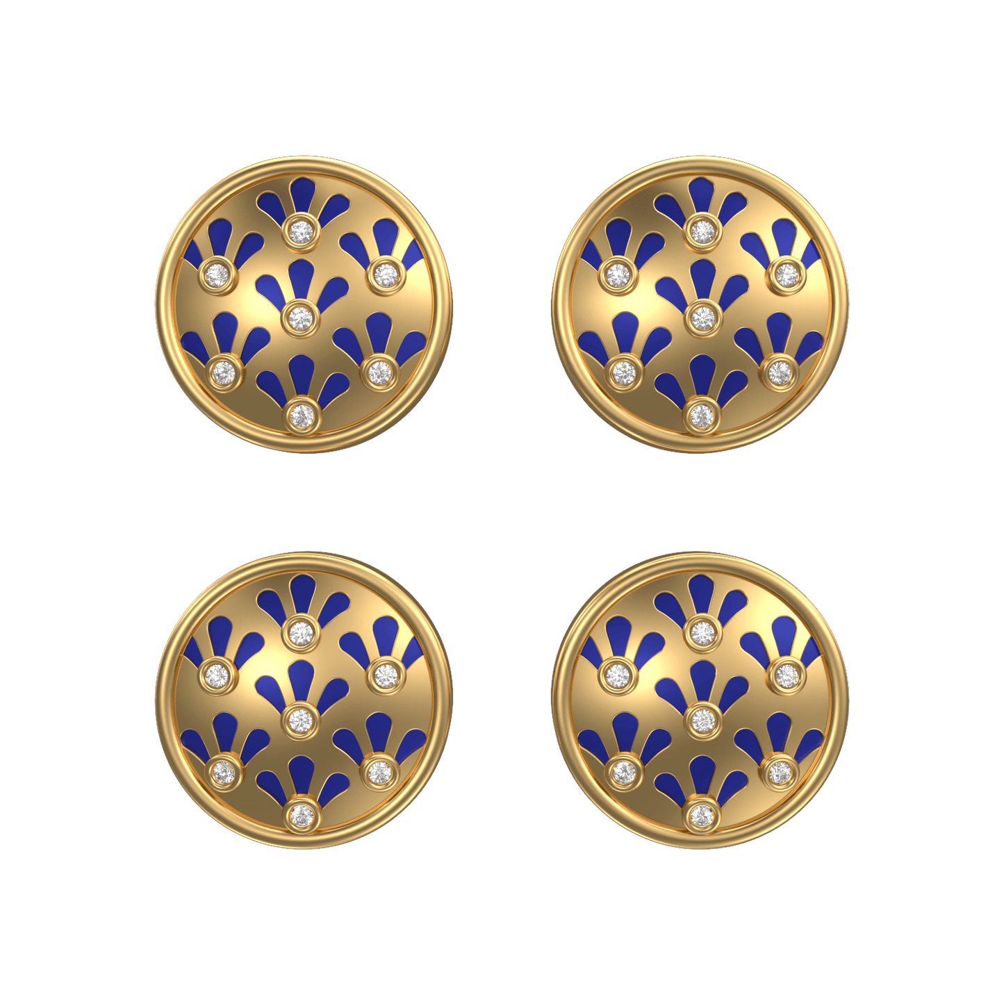 Bloom Luxe, Classic Kurta Button Set with CZ Diamonds, 18kt Gold Plating and Enamel.