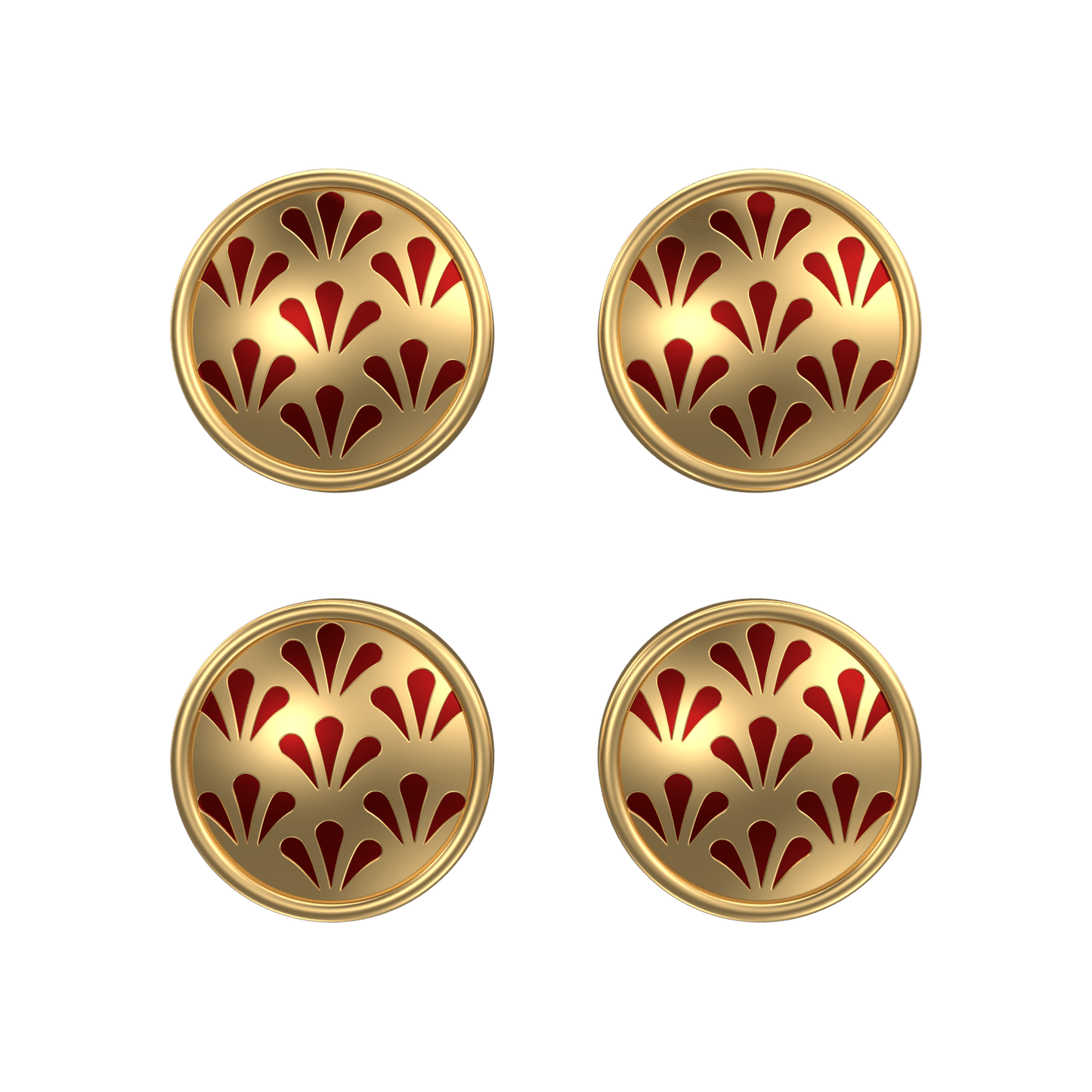 Bloom, Classic Kurta Button Set with 18kt Gold Plating and Enamel