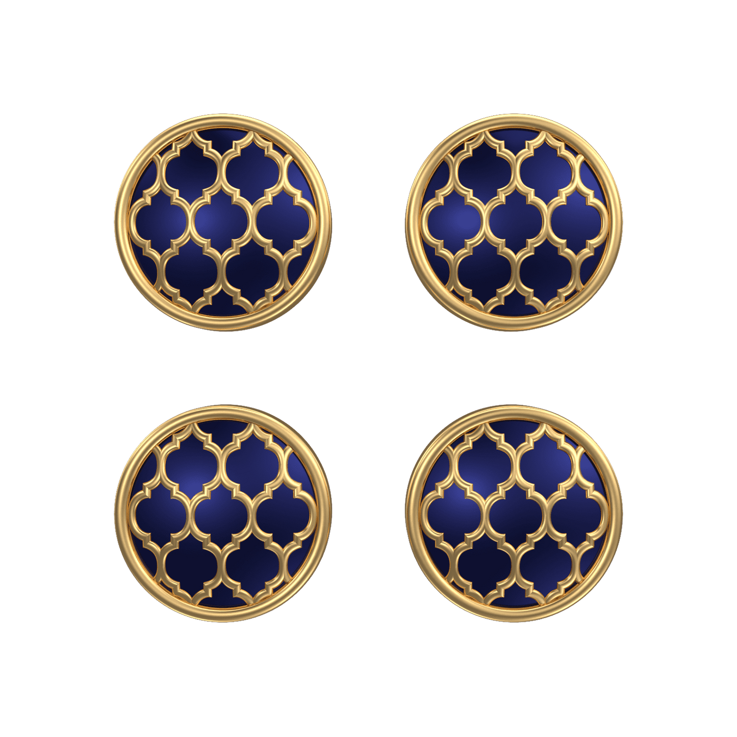 Ornate, Classic Kurta Button Set with 18kt Gold Plating and Enamel