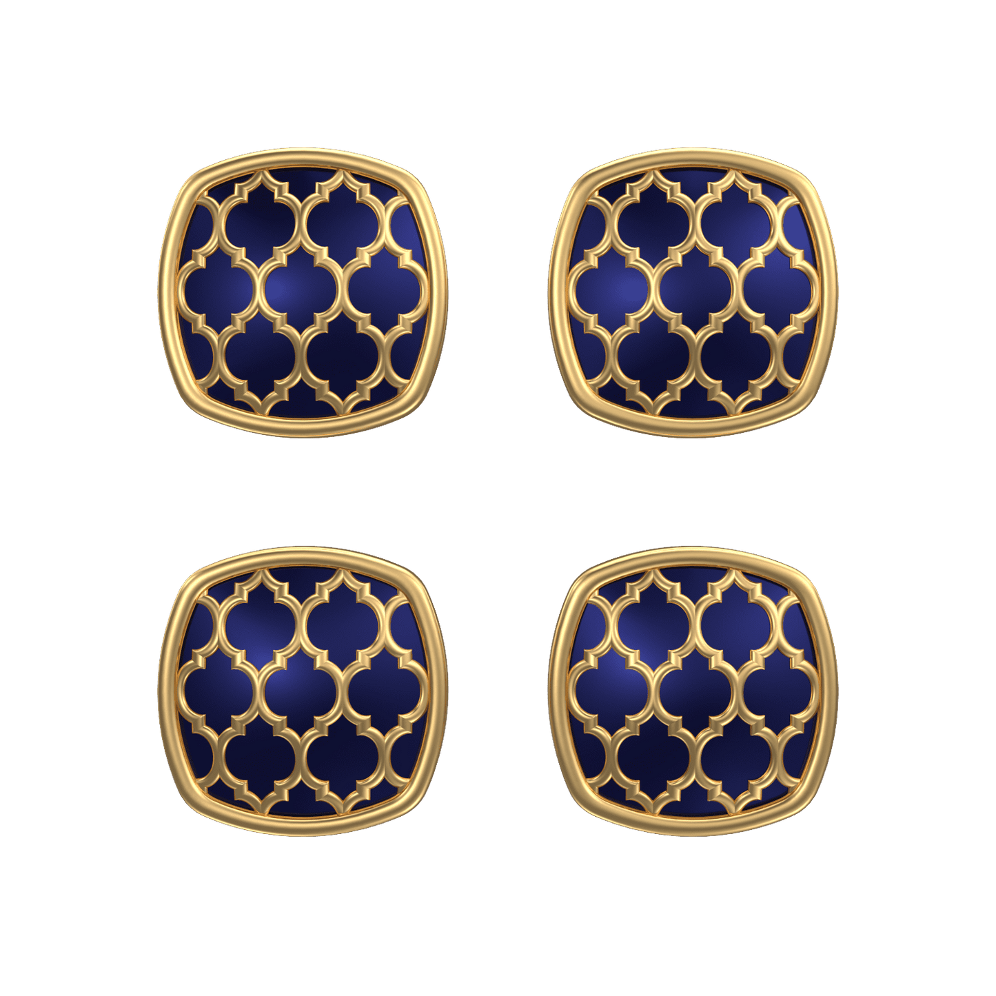 Ornate, Classic Kurta Button Set with 18kt Gold Plating and Enamel