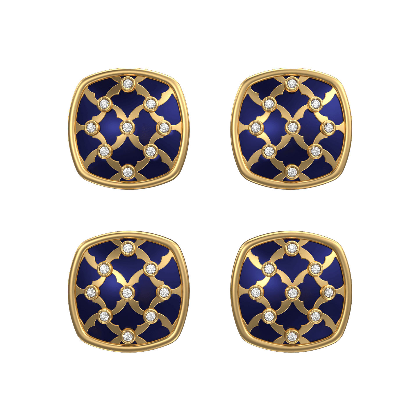 Enchanted Luxe, Classic Kurta Button Set with CZ Diamonds, 18kt Gold Plating and Enamel.