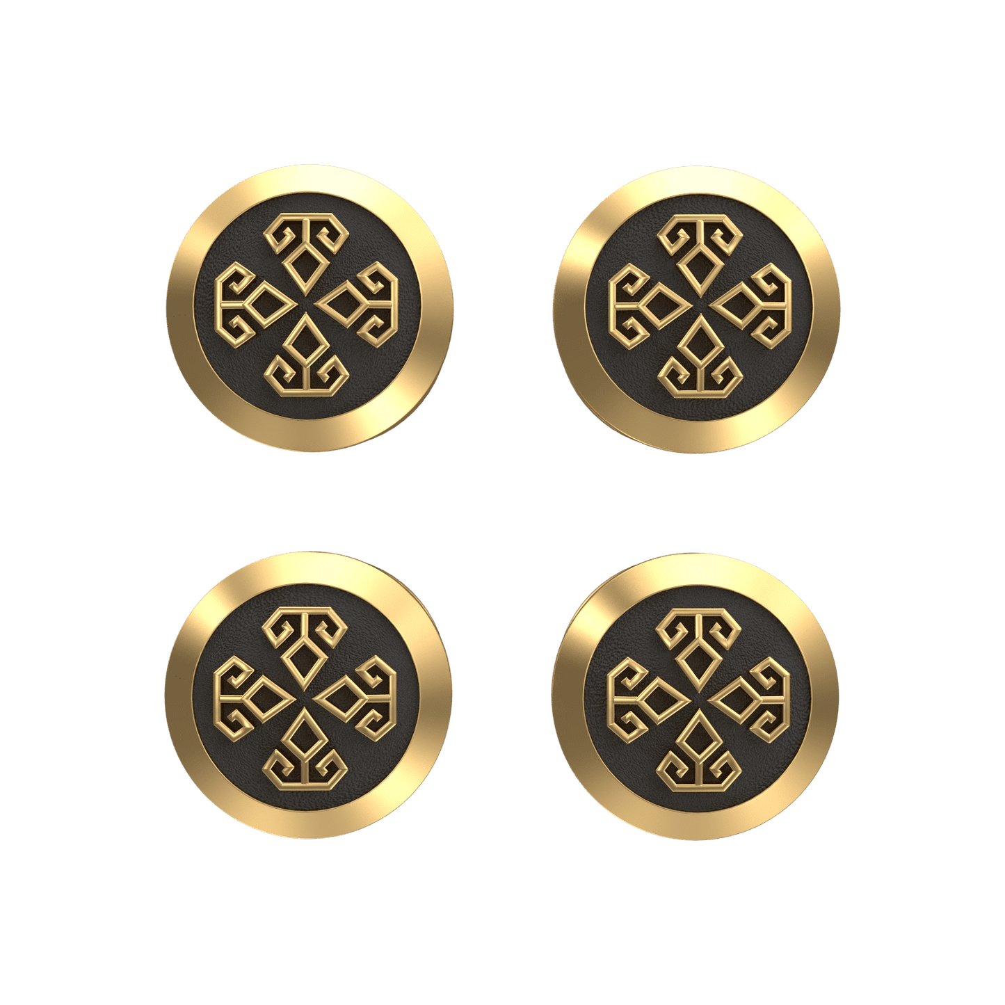 Power , Spiritual Kurta Button set with 18kt Gold & Black Reuthenium Plating.