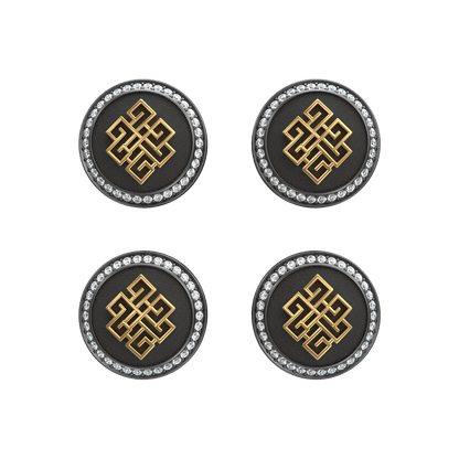 Infinity  Luxe, Spiritual Kurta Button set with CZ Diamonds, 18kt Gold & Black Reuthenium Plating.