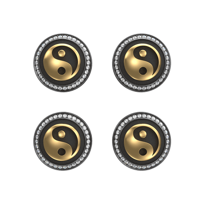 Ying Yang  Luxe, Spiritual Kurta Button set with CZ Diamonds, 18kt Gold & Black Reuthenium Plating.