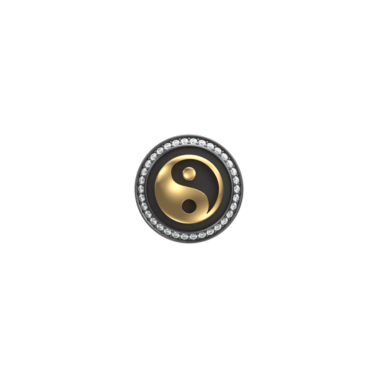 Ying Yang  Luxe, Spiritual Kurta Button set with CZ Diamonds, 18kt Gold & Black Reuthenium Plating.