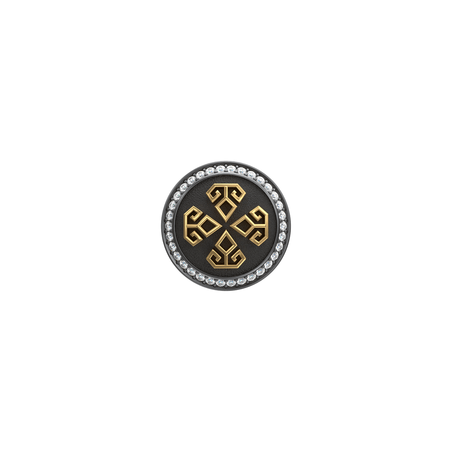 Power  Luxe, Spiritual Kurta Button set with CZ Diamonds, 18kt Gold & Black Reuthenium Plating.