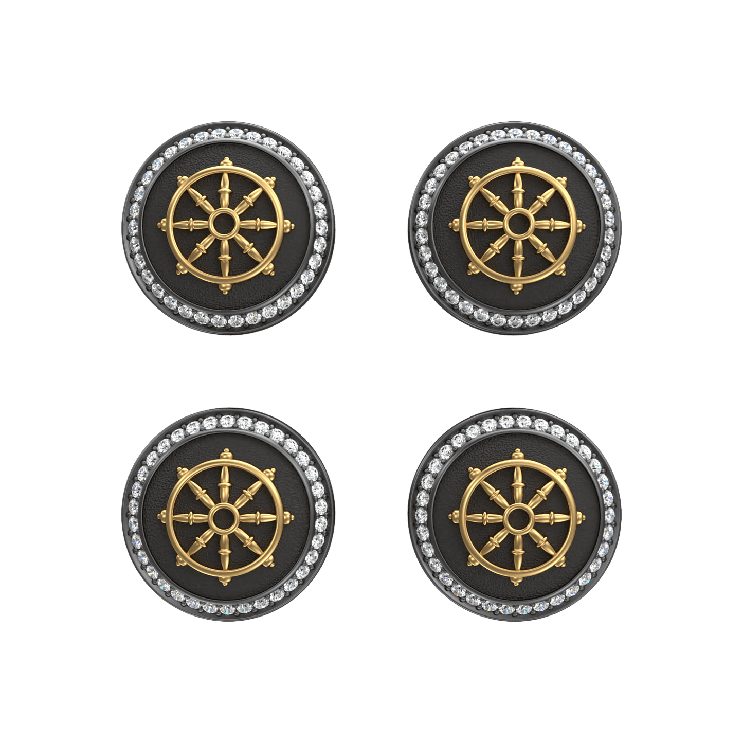 Dharma  Luxe, Spiritual Kurta Button set with CZ Diamonds, 18kt Gold & Black Reuthenium Plating.