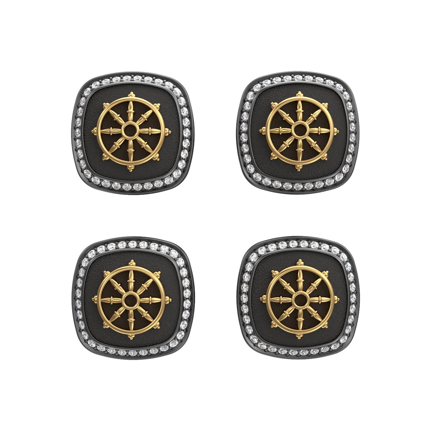 Dharma  Luxe, Spiritual Kurta Button set with CZ Diamonds, 18kt Gold & Black Reuthenium Plating.