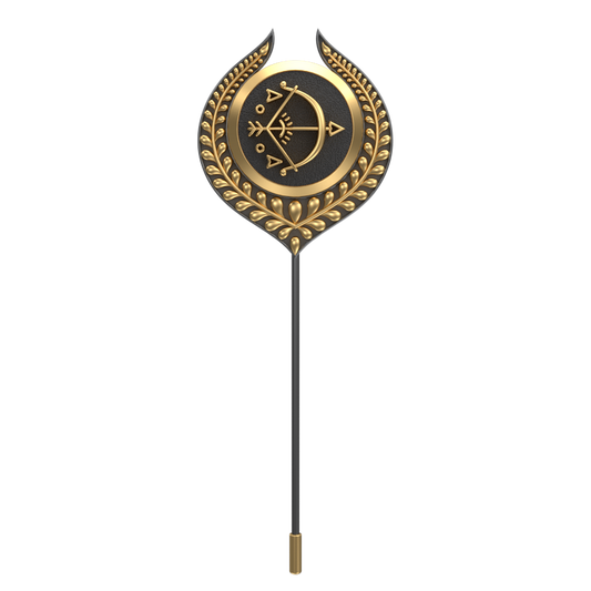 Sagittarius Zodiac, Leaf Constellation Lapel with 18kt Gold & Black Ruthenium Plating and Enamel on Brass.