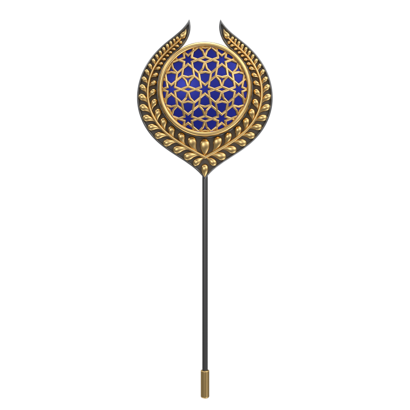 Starburst , Leaf Classic Lapel with 18kt Gold & Black Ruthenium Plating and Enamel on Brass.