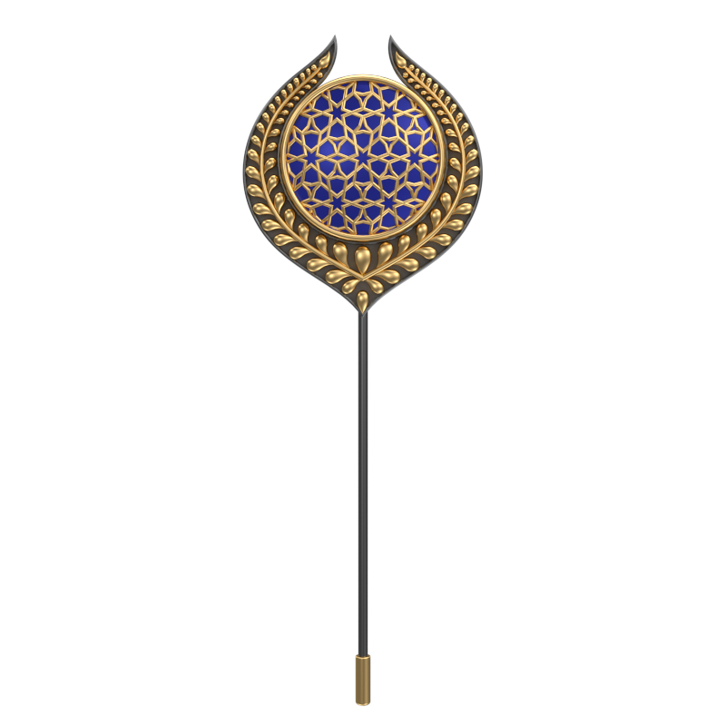 Starburst , Leaf Classic Lapel with 18kt Gold & Black Ruthenium Plating and Enamel on Brass.