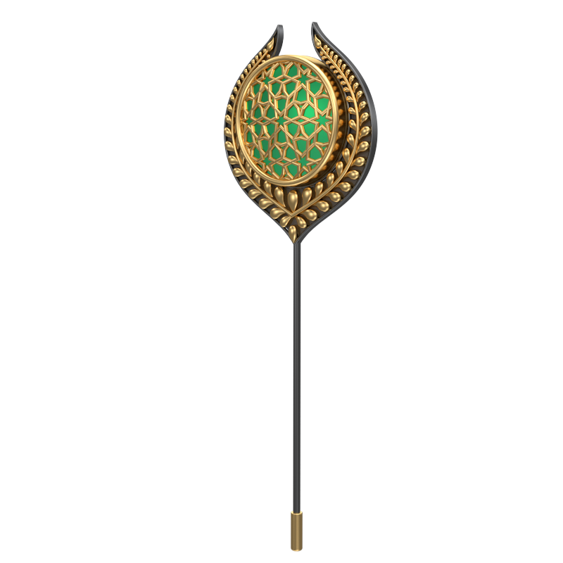 Starburst , Leaf Classic Lapel with 18kt Gold & Black Ruthenium Plating and Enamel on Brass.