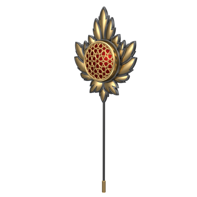 Starburst , Maple Classic Lapel with 18kt Gold & Black Ruthenium Plating and Enamel on Brass.