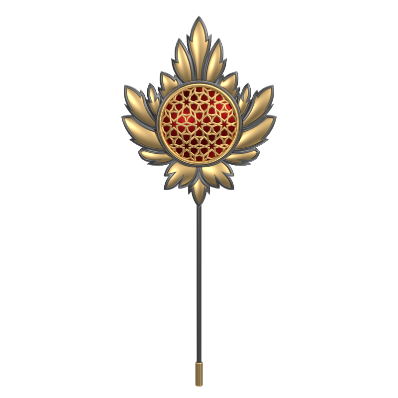 Starburst , Maple Classic Lapel with 18kt Gold & Black Ruthenium Plating and Enamel on Brass.